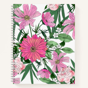 Boho chic garden floral design notebook