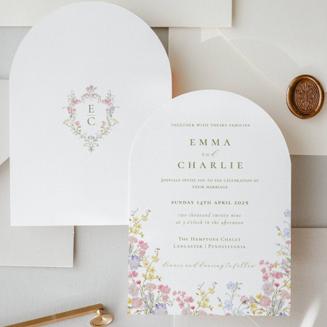 Boho Chic Garden Wildflowers Spring Summer Wedding Invitation (Creator Uploaded)