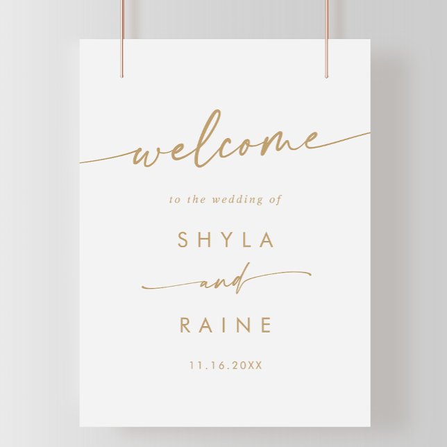 Boho Chic Gold and White DIY Wedding Welcome Sign (Creator Uploaded)