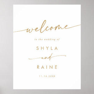 Boho Chic Gold and White DIY Wedding Welcome Sign