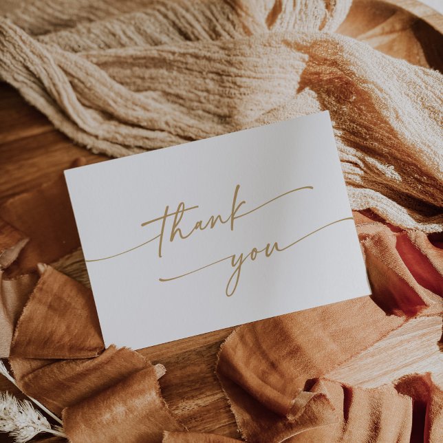 Boho Chic Gold and White Flat Wedding Thank You Card (Creator Uploaded)