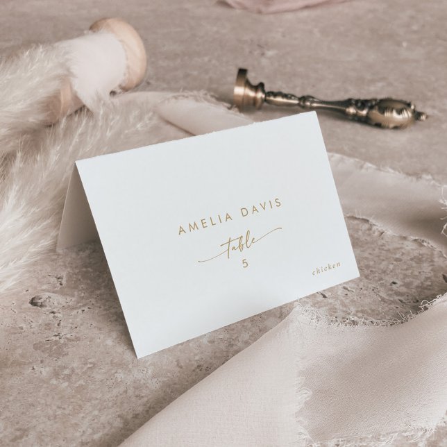 Boho Chic Gold and White Guest Name Place Cards (Creator Uploaded)