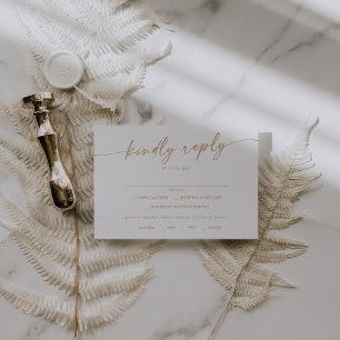 Boho Chic Gold and White Menu Choice RSVP Card