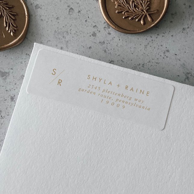 Boho Chic Gold and White Monogram Address Labels (Creator Uploaded)