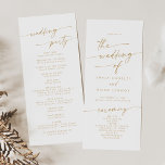 Boho Chic Gold and White Tea Length Wedding Programme<br><div class="desc">This boho chic gold and white tea length wedding program is perfect for a minimalist wedding ceremony. The neutral yellow gold and white modern bohemian design features simple rustic calligraphy with a unique yet classic style. Personalise your wedding program with you names, wedding date, location, order of service, wedding party...</div>