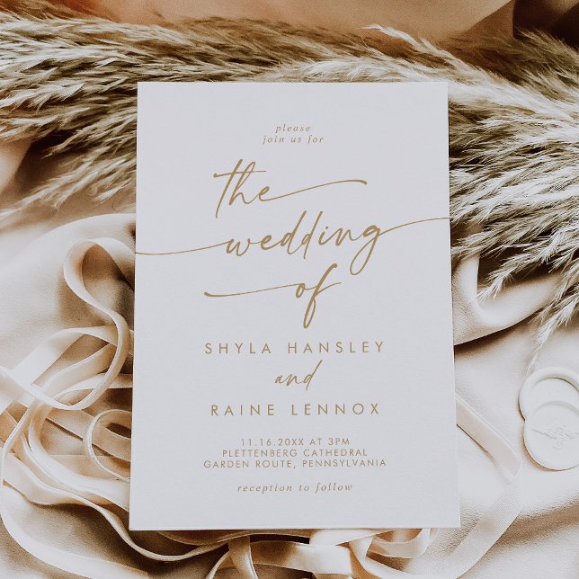 Boho Chic Gold and White The Wedding Of Invitation (Creator Uploaded)