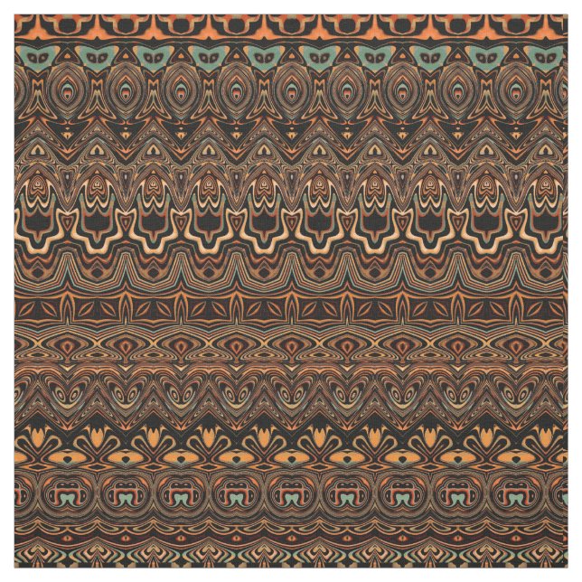 Boho Chic Gold Brown Pattern Fabric (Swatch)