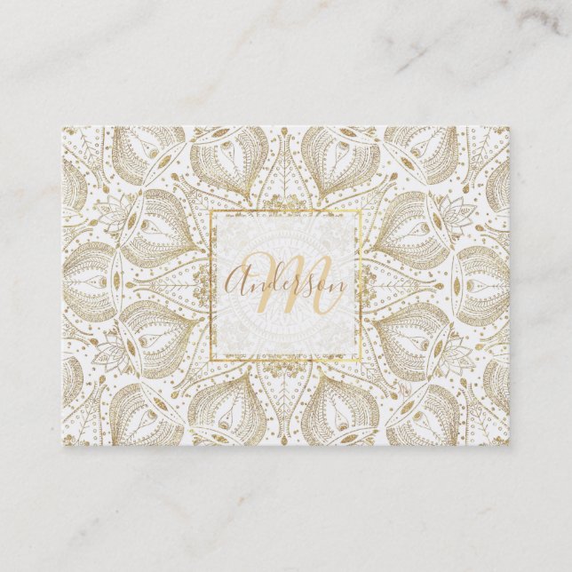 Boho Chic gold mandala design Business Card (Front)