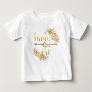 Boho Chic Golden Birthday Girl White Shirt