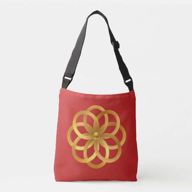 Boho Chic Golden Mandala Crossbody Bag (Front)