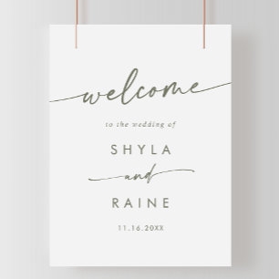 Boho Chic Green and White DIY Wedding Welcome Sign