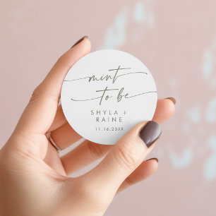 Boho Chic Green and White Mint To Be Favour Sticke Classic Round Sticker