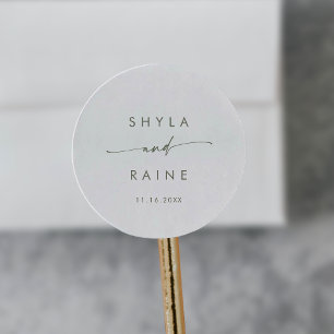 Boho Chic Green and White Names Envelope Seals