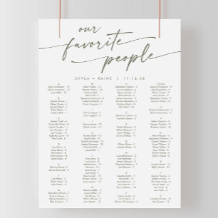 Boho Chic Green and White Printable Seating Chart