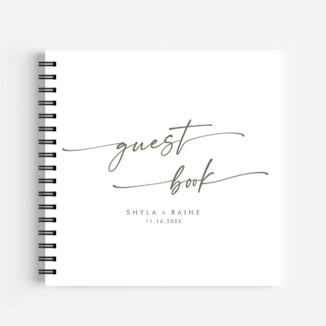 Boho Chic Green and White Wedding Guest Book (Creator Uploaded)