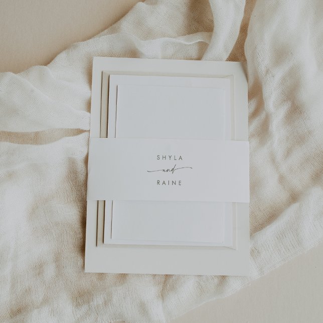 Boho Chic Green and White Wedding Invitation Belly Band (Creator Uploaded)