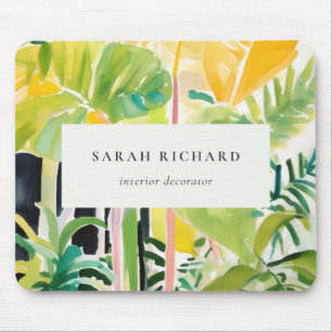 Boho Chic Green Tropical Leafy Foliage Botanical Mouse Pad