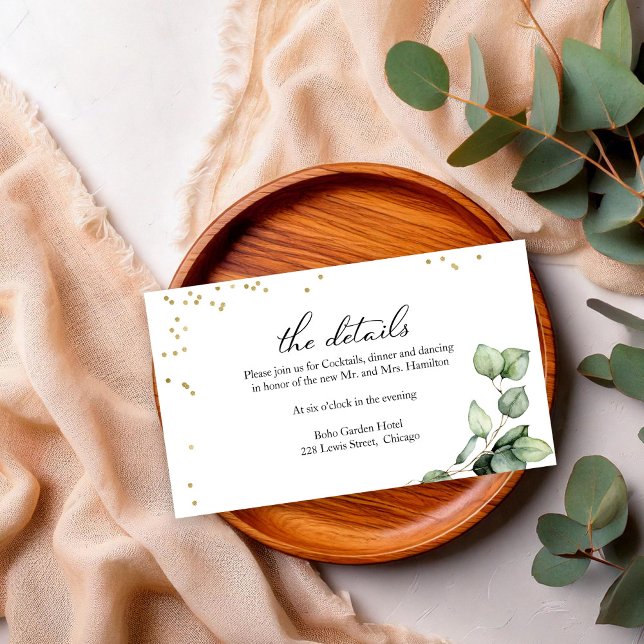 Boho-Chic Greenery Eucalyptus Wedding Details Enclosure Card (Creator Uploaded)