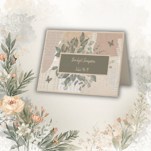 boho chic greenery wedding guest seating card