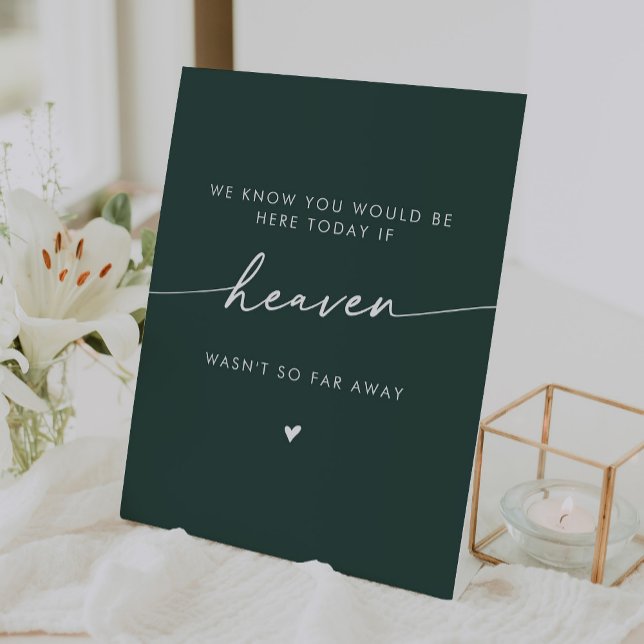 Boho Chic Heaven Emerald Green Wedding Memorial Pedestal Sign (Creator Uploaded)