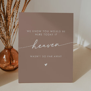 Boho Chic Heaven Neutral Taupe Wedding Memorial Pedestal Sign