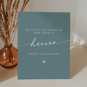 Boho Chic Heaven Seafoam Teal Wedding Memorial Pedestal Sign