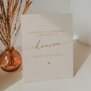 Boho Chic Heaven Vintage Gold Wedding Memorial Pedestal Sign