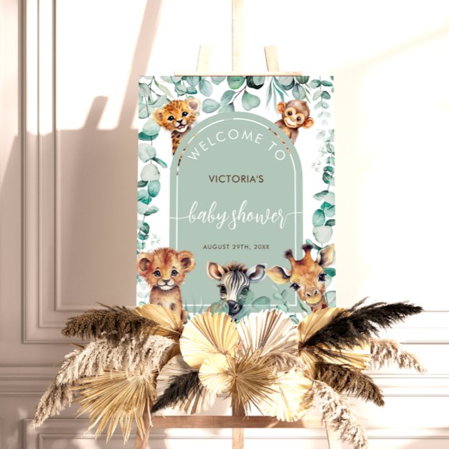 Boho Chic Jungle Animals Baby Shower Welcome Sign (Creator Uploaded)