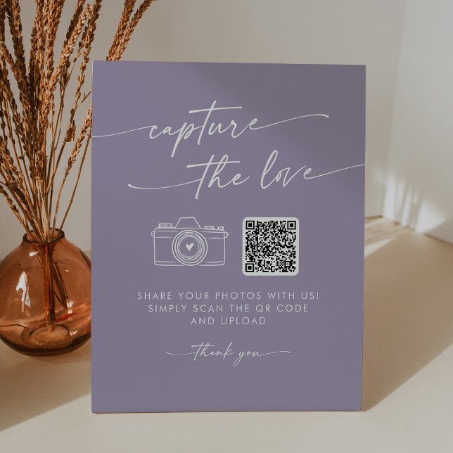 Boho Chic Lavender Purple Capture the Love Wedding Pedestal Sign (Creator Uploaded)