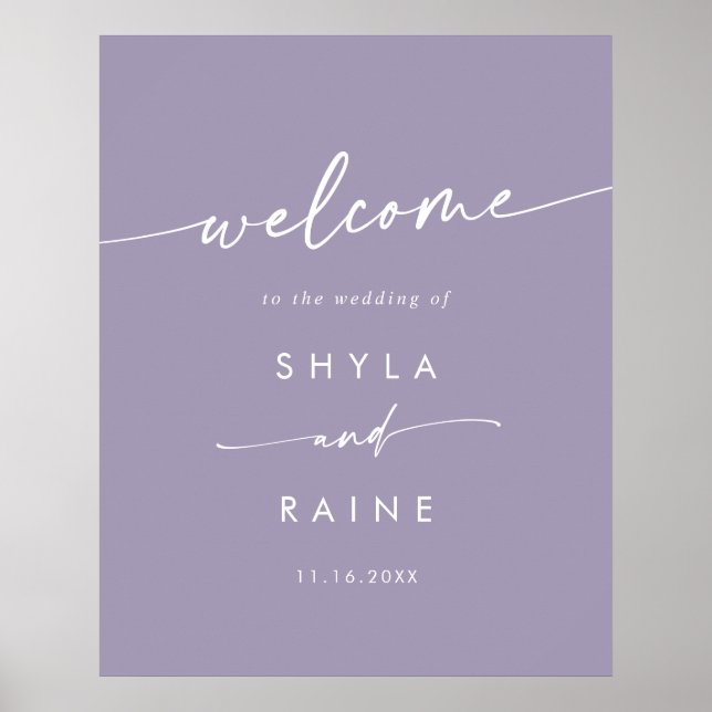 Boho Chic Lavender Purple DIY Wedding Welcome Sign (Front)