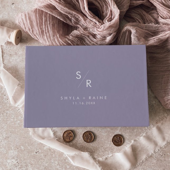 Boho Chic Lavender Purple Monogram Wedding Guest Book (Creator Uploaded)