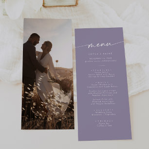 Boho Chic Lavender Purple Photo Wedding Menu