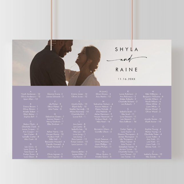 Boho Chic Lavender Purple Picture Seating Chart (Creator Uploaded)