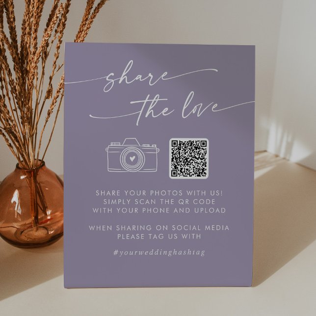 Boho Chic Lavender Purple Share the Love QR Code Pedestal Sign (Creator Uploaded)