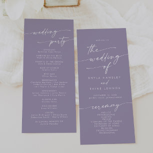 Boho Chic Lavender Purple Tea Length Wedding Programme