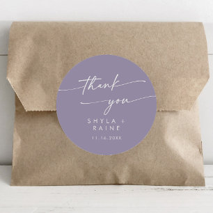 Boho Chic Lavender Purple Thank You Wedding Favour Classic Round Sticker