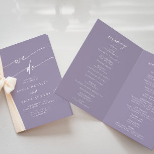 Boho Chic Lavender Purple We Do Folded Wedding Programme