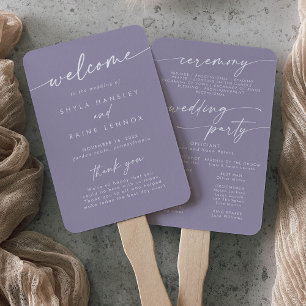 Boho Chic Lavender Purple Wedding Program Hand Fan