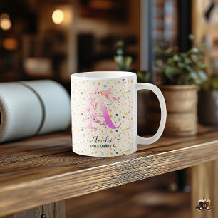 Boho chic letter A monogram art mug