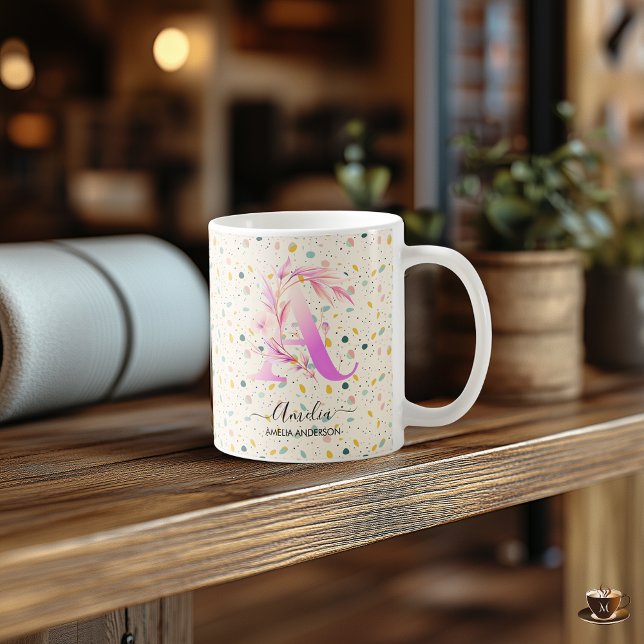 Boho chic letter A monogram art mug (Creator Uploaded)