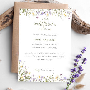 Boho Chic Little Wildflower Baby Shower Invitation