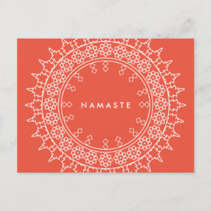 Boho Chic Mandala Namaste Yoga Coral Postcard