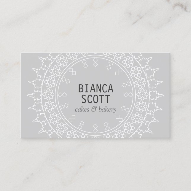 Boho Chic Mandala on Light Grey Business Card (Front)