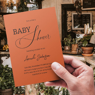 Boho Chic Minimal Terracotta Burnt Orange Rustic Invitation