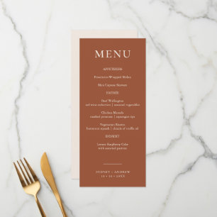 Boho Chic Minimal Terracotta Wedding  Menu