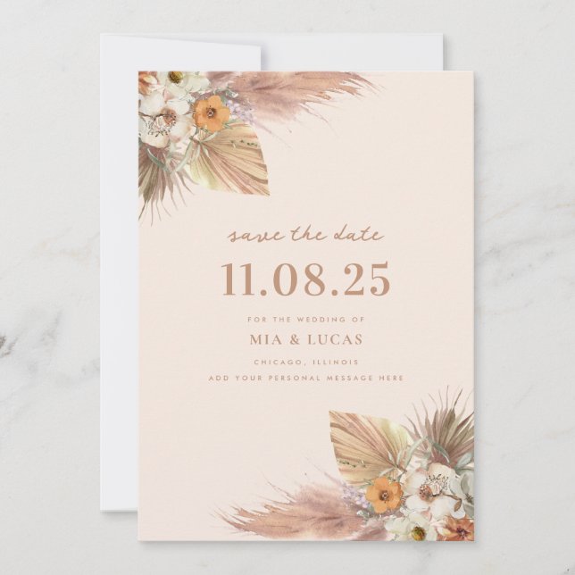 Boho Chic Minimalist Wedding Save The Date (Front)