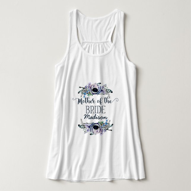 Boho Chic Mint & Navy Floral Mother of the Bride Singlet (Design Front)