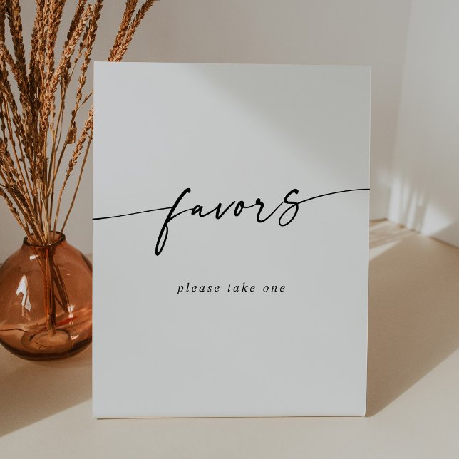 Boho Chic Modern Black and White Wedding Favours Pedestal Sign (Creator Uploaded)