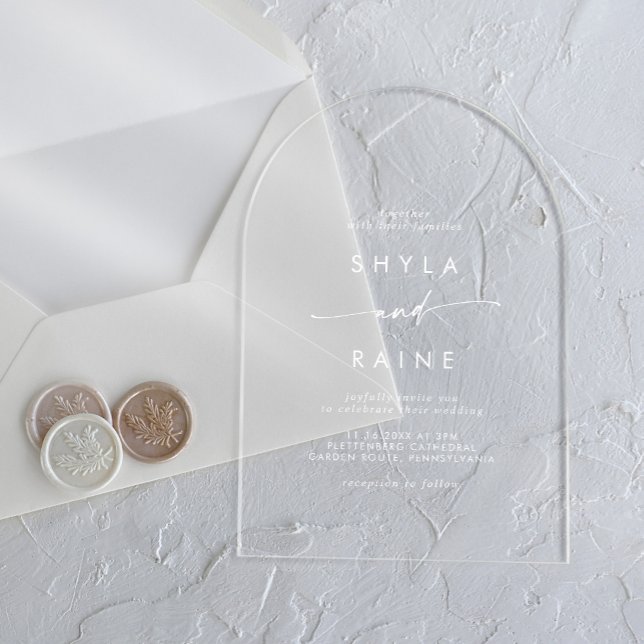 Boho Chic Modern Casual White Clear Wedding Acrylic Invitations (Creator Uploaded)
