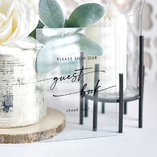 Boho Chic Modern Clear Acrylic Wedding Guest Book Acrylic Sign